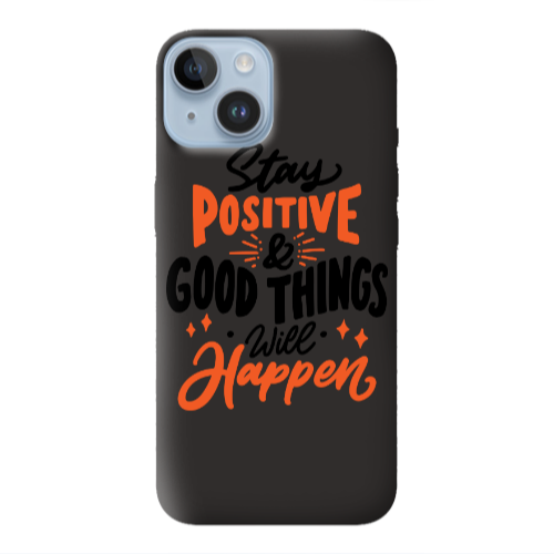 Apple iPhone 14  Stay Positive Black Colored Silicone TPU Θήκη