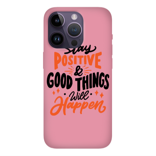 Apple iPhone 14 Pro  Stay Positive Pink Colored Silicone TPU Θήκη