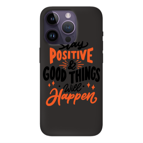 Apple iPhone 14 Pro  Stay Positive Black Colored Silicone TPU Θήκη