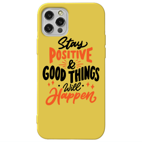 Apple iPhone 13 Pro Stay Positive Yellow Colored Silicone TPU Θήκη