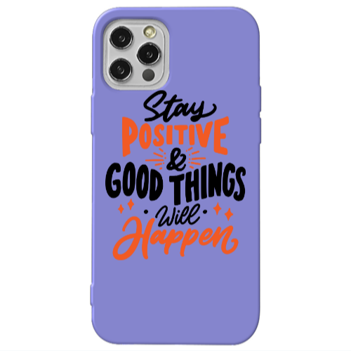 Apple iPhone 12 Pro Stay Positive Purple Colored Silicone TPU Θήκη