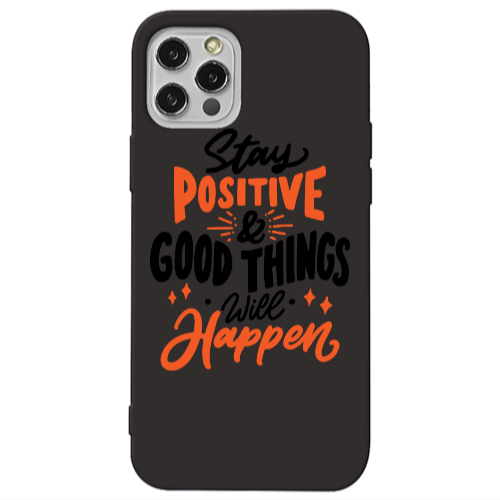 Apple iPhone 12 Pro Stay Positive Black Colored Silicone TPU Θήκη