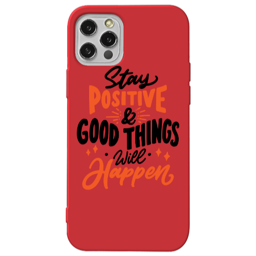 Apple iPhone 12 Pro Stay Positive Red Colored Silicone TPU Θήκη