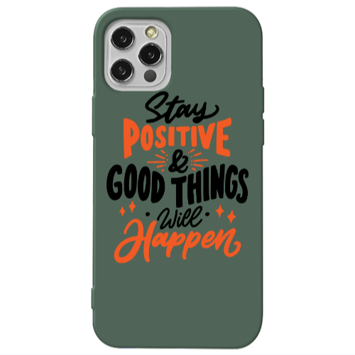 Apple iPhone 12 Pro Stay Positive Dark Green Colored Silicone TPU Θήκη