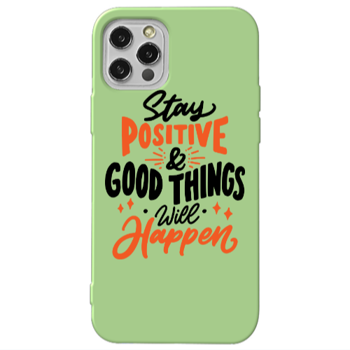 Apple iPhone 12 Pro Stay Positive Light Green Colored Silicone TPU Θήκη