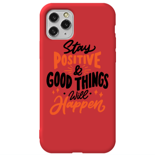 Apple iPhone 11 Pro Max Stay Positive Red Colored Silicone TPU Θήκη