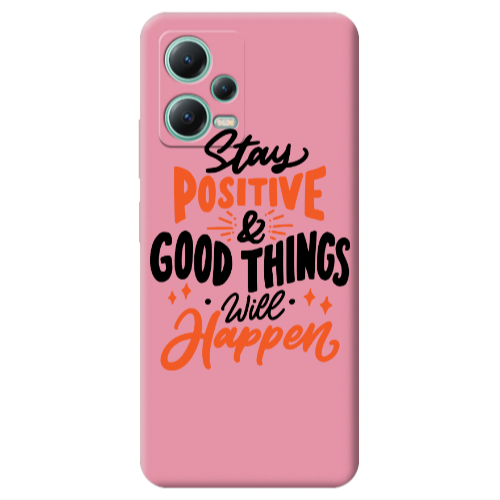 Xiaomi Redmi Note 12 Pro 5G Stay Positive Pink Colored Silicone TPU Θήκη