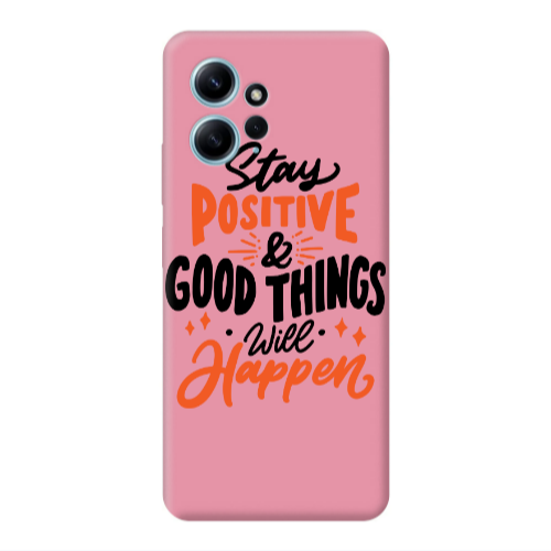 Xiaomi Redmi Note 12 4G Stay Positive Pink Colored Silicone TPU Θήκη