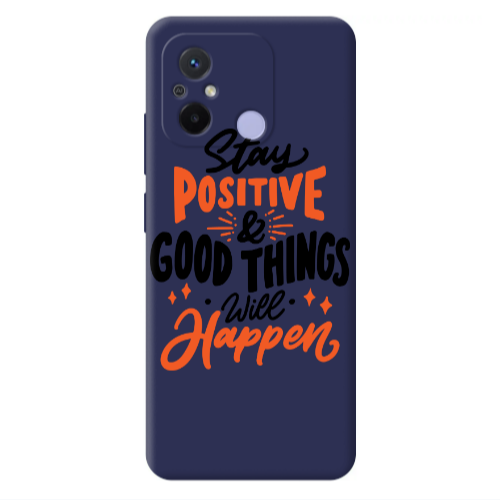 Xiaomi Redmi 12C Stay Positive Dark blue Colored Silicone TPU Θήκη