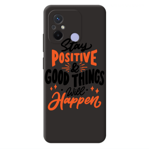 Xiaomi Redmi 12C Stay Positive Black Colored Silicone TPU Θήκη