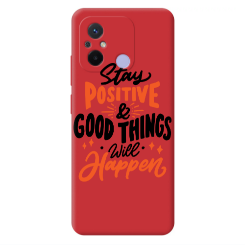 Xiaomi Redmi 12C Stay Positive Red Colored Silicone TPU Θήκη
