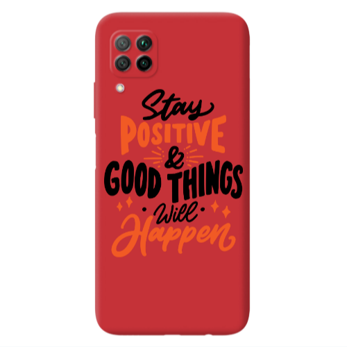Huawei P40 Lite Stay Positive Red Colored Silicone TPU Θήκη