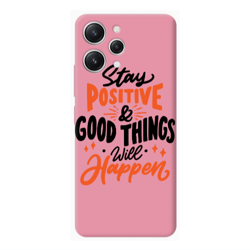Xiaomi Redmi 12 Stay Positive Pink Colored Silicone TPU Θήκη