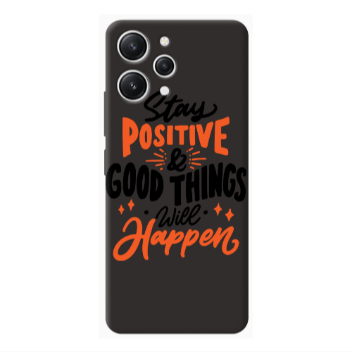 Xiaomi Redmi 12 Stay Positive Black Colored Silicone TPU Θήκη