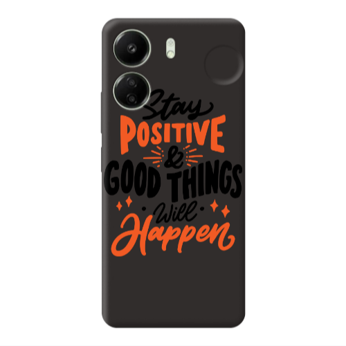 Xiaomi Redmi 13C Stay Positive Black Colored Silicone TPU Θήκη