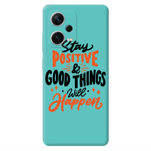 Xiaomi Poco X5 Stay Positive Turquoise Colored Silicone TPU Θήκη