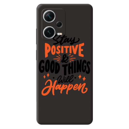 Xiaomi Poco X5 Stay Positive Black Colored Silicone TPU Θήκη