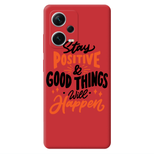 Xiaomi Poco X5 Stay Positive Red Colored Silicone TPU Θήκη