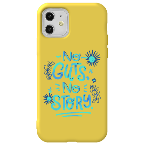 Apple iPhone 11  No guts no story Yellow Colored Silicone TPU Θήκη