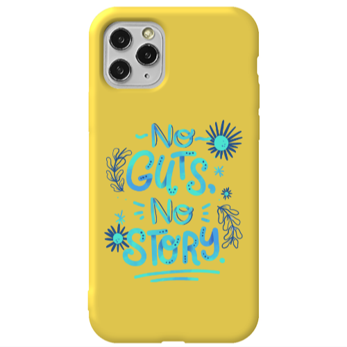 Apple iPhone 11 Pro No guts no story Yellow Colored Silicone TPU Θήκη