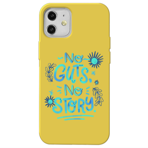 Apple iPhone 12 No guts no story Yellow Colored Silicone TPU Θήκη