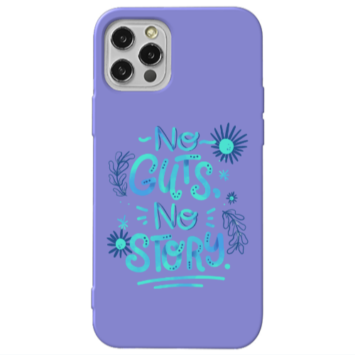 Apple iPhone 12 Pro No guts no story Purple Colored Silicone TPU Θήκη