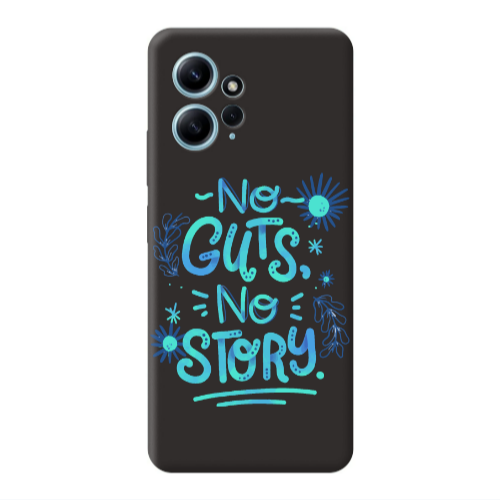 Xiaomi Redmi Note 12 4G No guts no story Black Colored Silicone TPU Θήκη