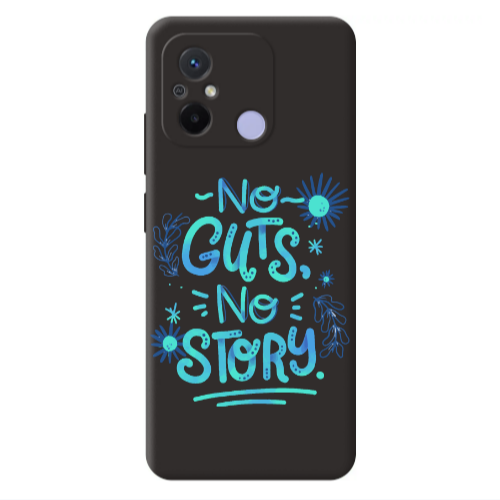 Xiaomi Redmi 12C No guts no story Black Colored Silicone TPU Θήκη