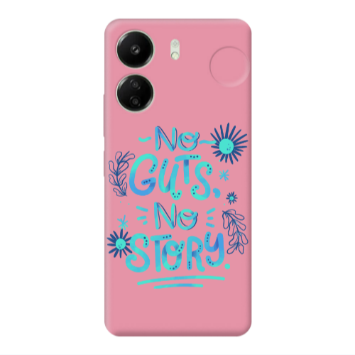Xiaomi Redmi 13C No guts no story Pink Colored Silicone TPU Θήκη