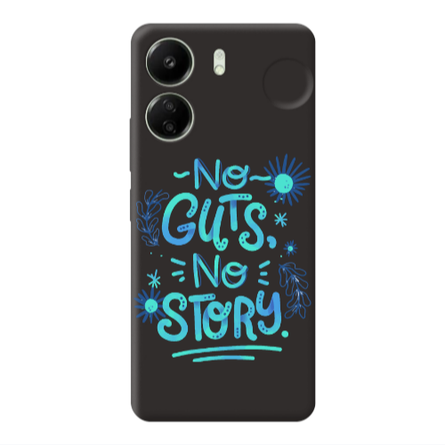 Xiaomi Redmi 13C No guts no story Black Colored Silicone TPU Θήκη
