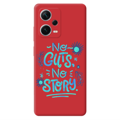 Xiaomi Poco X5 No guts no story Red Colored Silicone TPU Θήκη