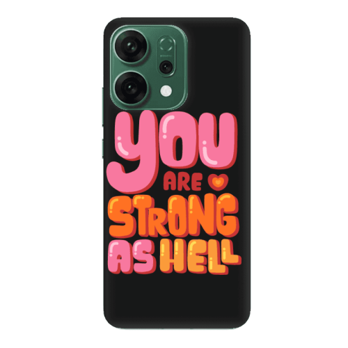 Oppo RENO 14 You are Love Strong Black Colored Silicone TPU Θήκη