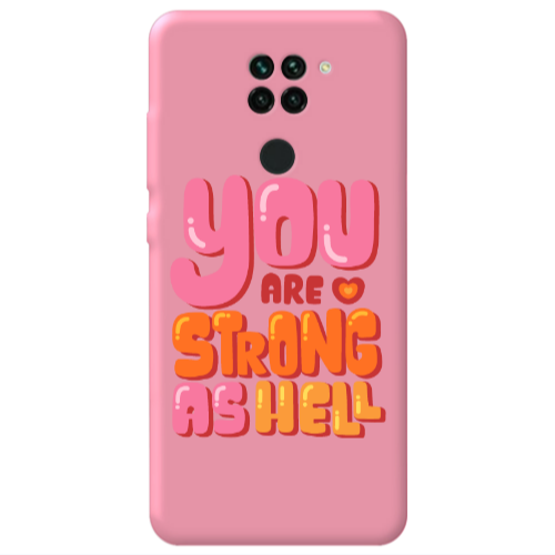 Xiaomi Redmi Note 9 You are Love Strong Pink Colored Silicone TPU Θήκη