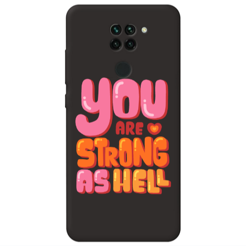Xiaomi Redmi Note 9 You are Love Strong Black Colored Silicone TPU Θήκη