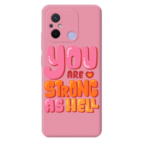 Xiaomi Redmi 12C You are Love Strong Pink Colored Silicone TPU Θήκη