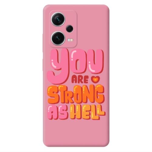 Xiaomi Poco X5 You are Love Strong Pink Colored Silicone TPU Θήκη