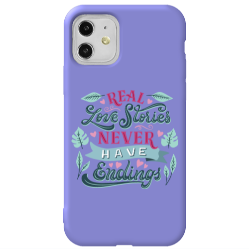 Apple iPhone 11  Love Stories Purple Colored Silicone TPU Θήκη