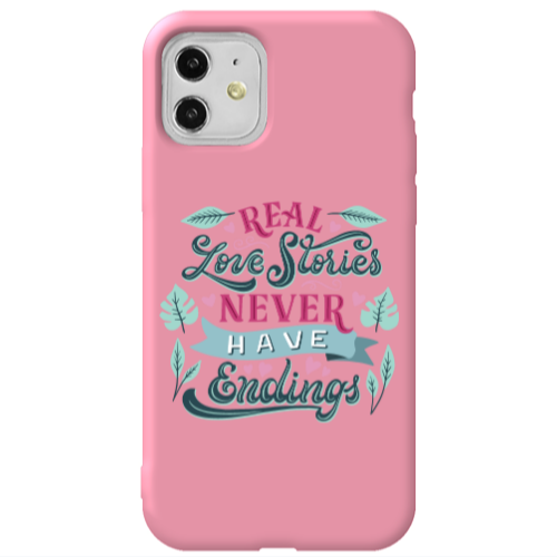 Apple iPhone 11  Love Stories Pink Colored Silicone TPU Θήκη