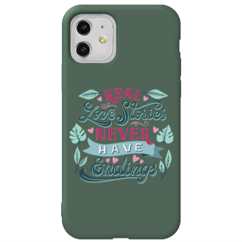 Apple iPhone 11  Love Stories Dark Green Colored Silicone TPU Θήκη