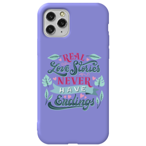 Apple iPhone 11 Pro Love Stories Purple Colored Silicone TPU Θήκη