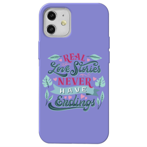 Apple iPhone 12 Love Stories Purple Colored Silicone TPU Θήκη