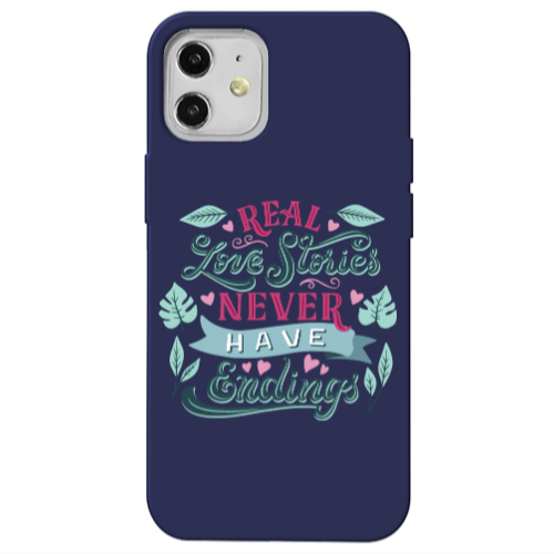 Apple iPhone 12 Love Stories Dark blue Colored Silicone TPU Θήκη