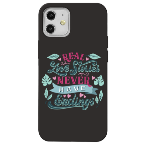 Apple iPhone 12 Love Stories Black Colored Silicone TPU Θήκη