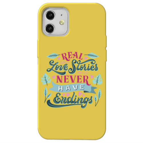 Apple iPhone 12 Love Stories Yellow Colored Silicone TPU Θήκη