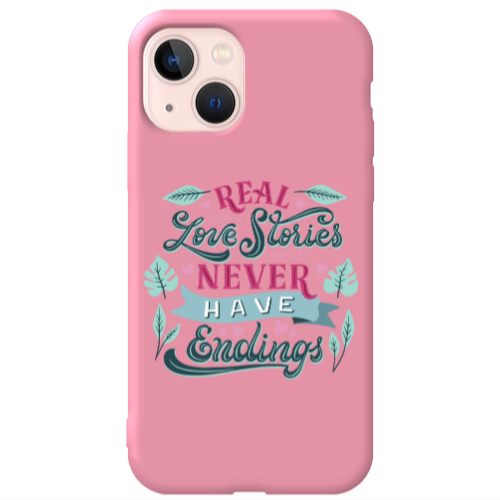 Apple iPhone 13 Love Stories Pink Colored Silicone TPU Θήκη