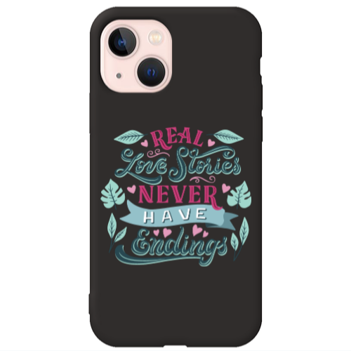 Apple iPhone 13 Love Stories Black Colored Silicone TPU Θήκη