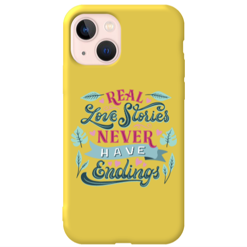 Apple iPhone 13 Love Stories Yellow Colored Silicone TPU Θήκη