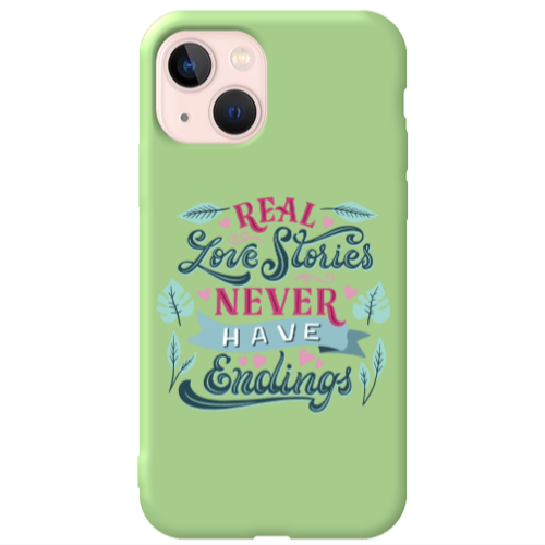 Apple iPhone 13 Love Stories Light Green Colored Silicone TPU Θήκη