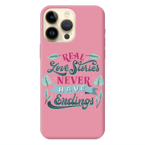 Apple iPhone 13 Pro Max Love Stories Pink Colored Silicone TPU Θήκη