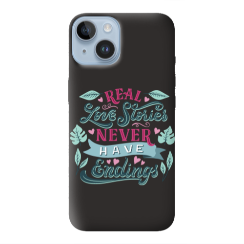 Apple iPhone 14  Love Stories Black Colored Silicone TPU Θήκη